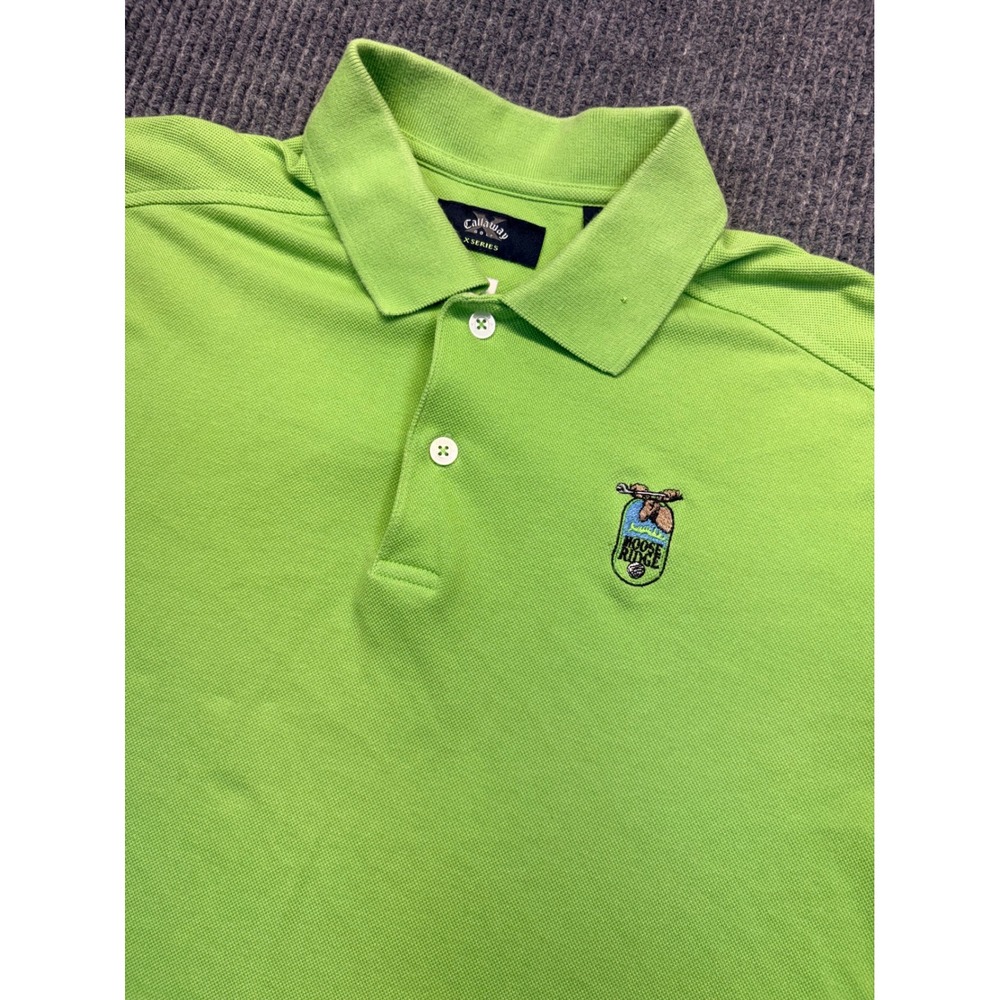 Callaway Golf X Series C-Tech Polo Shirt Mens Large Lime Green Moose Ridge Pique